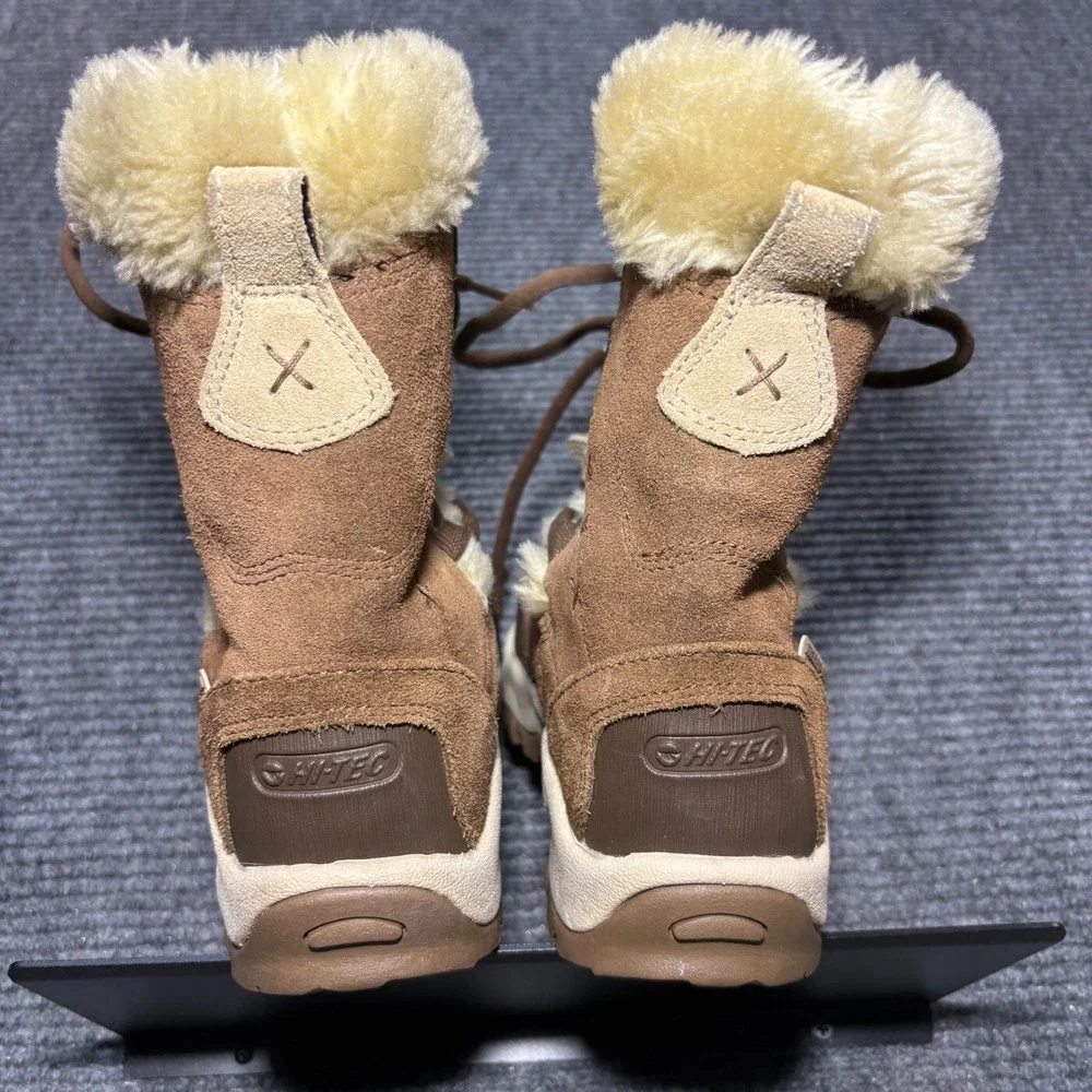 Hi-Tec Women Thermo-Dri Waterproof Insulated Winter Boots Brown Suede Faux Fur 6